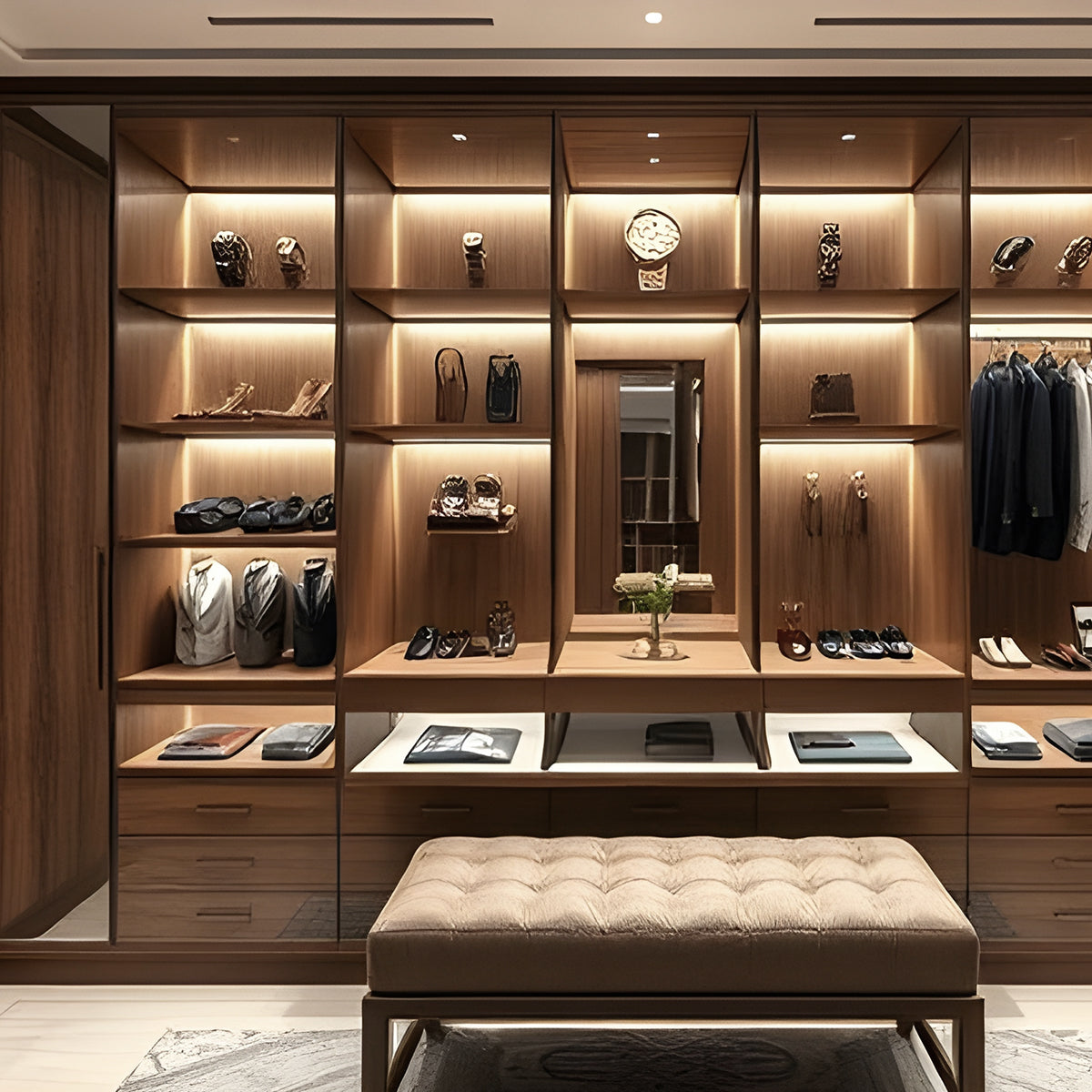Luxury Display Solutions for Watches, Ties and Accessories in Your Dressing Room