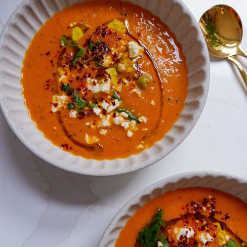 Chilled Tomato Soup & Whipped Feta Dip