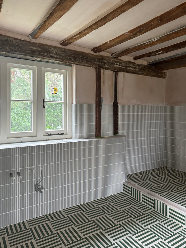 Maidstone - fabulous curvy tiling using Ca Pietra 'Candy Cane' mosaics