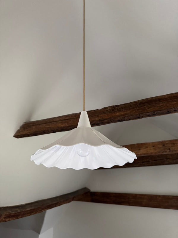 Maidstone - gorgeous Original BTC ceramic light hanging between restored and beeswaxed historic beams