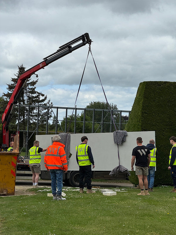 Maidstone - delivery of the 5m x 1.3m concrete island, produced by Woody's Concrete Co