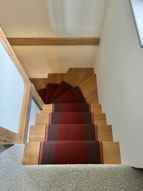 Maidstone - the second staircase has been upgraded with new brushed oak treads and a rich Roger Oates runner